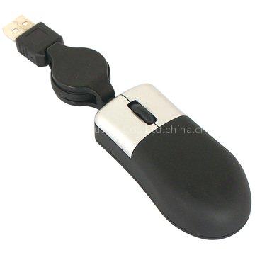 USB Mini 3D Optical Mouse with Retractable Cable