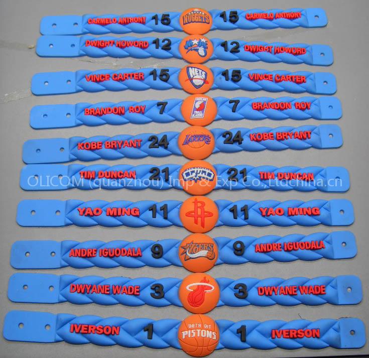 EVA wristbands bracelets NBA wristbands
