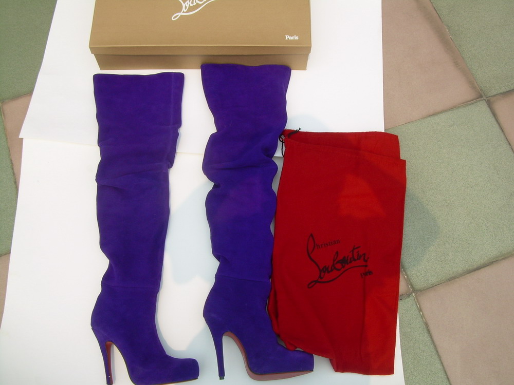 CL over knee boots in purple suede