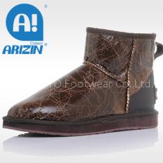 Fashion men leather boots with sheepskin material