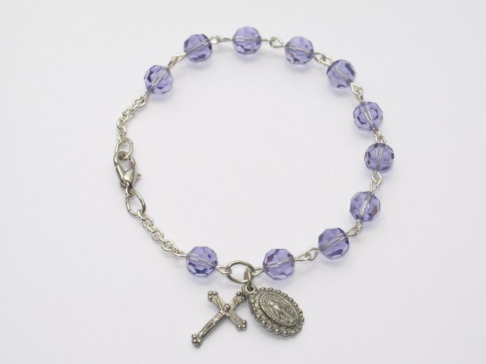 Malaysia Sterling Silver Swarovski Rosary Bracelet