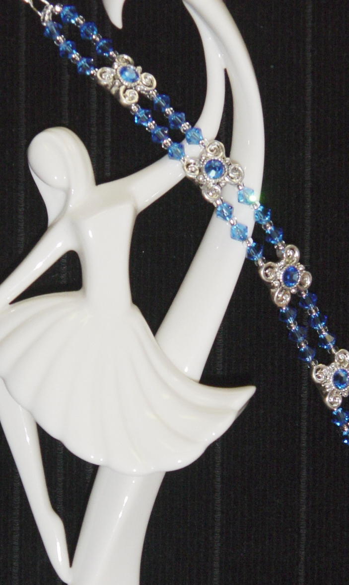 United States Swarovski Crystal Sapphire Two-Strand Bracelet