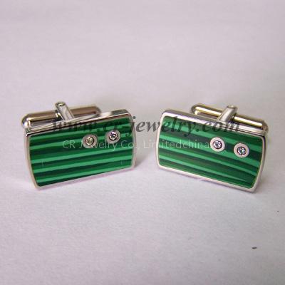 Stainless Steel Malachite Cufflinks