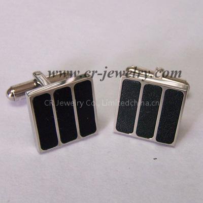 Stainless Steel Leather Cufflinks