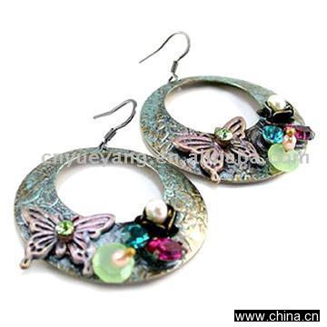 Fashion Brass Cz/Rhinestone Pearl Earrings