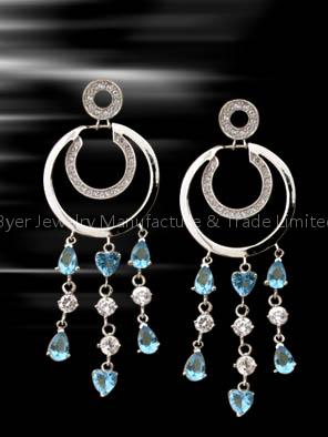 Silver & Inlaid CZ Earring