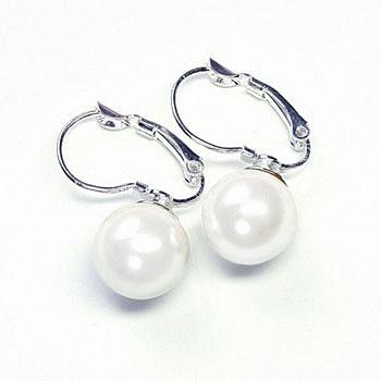 Pearl White Bead Silver Earring Set
