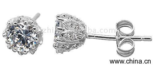 Round Pave Flower CZ Stud Earrings
