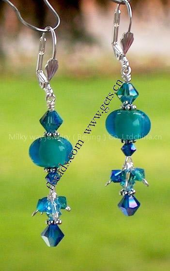 foil glass bead earring
