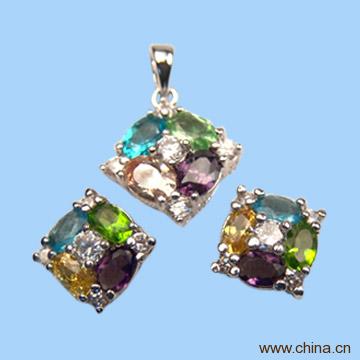 Cubic Zirconia Silver Set