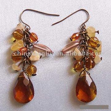 Antique Brass Earrings with Beads