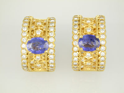Thailand Sapphire And Diamond Earrings