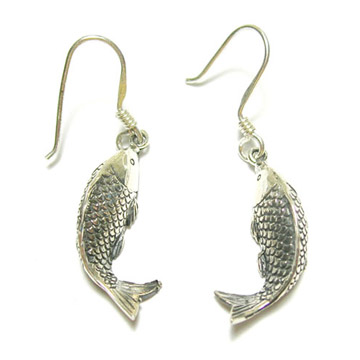 Titanium Silver Earring with Crucian Shape