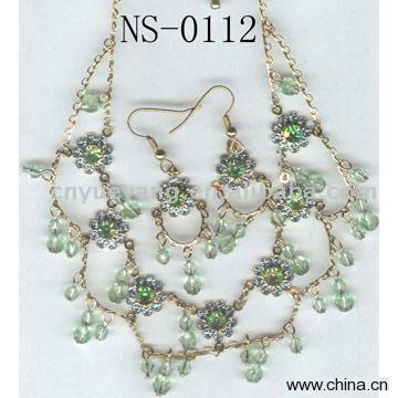 Fashion CZ / Rhinestone and Plastic Beads Jewelry Set
