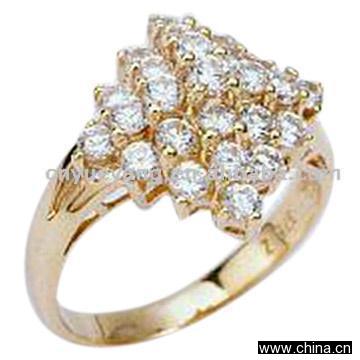 Fashion CZ / Rhinestone Alloy Gold Plated Ring