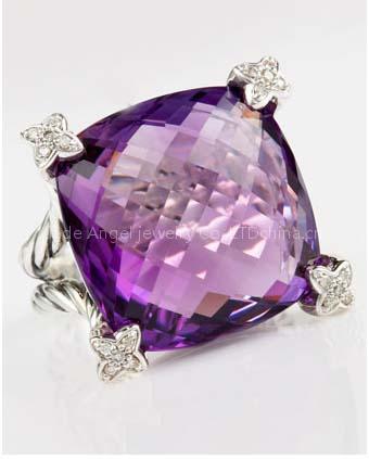 david yurman rings,Amethyst Cushion on Point Ring