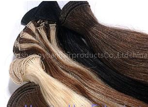 human hair ,hand-tied weft,