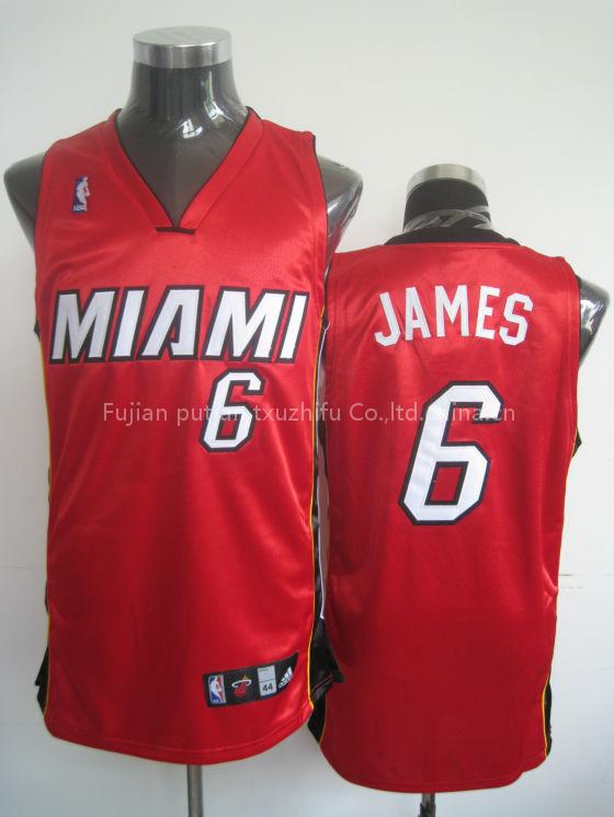 NBA Jerseys Minmi Heat #6 James Red