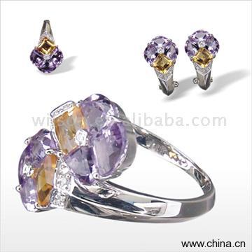 14K Gold Natural Stone Set