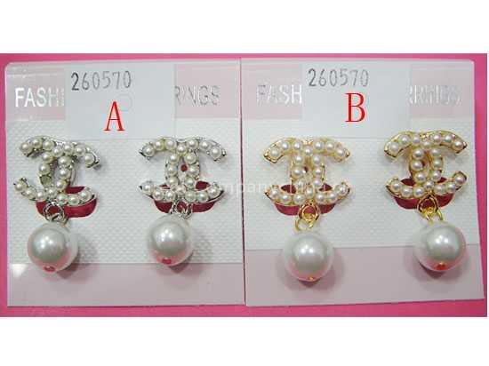 EARRINGS,sterling sliver Rings,CC signature pearl dangle earrings