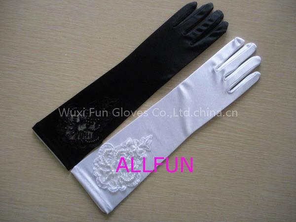 Satin evening gloves