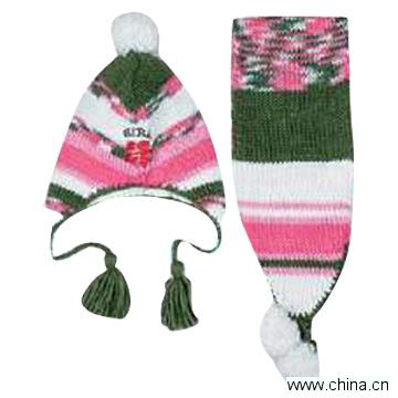 Knitted Hat and Scarf Set