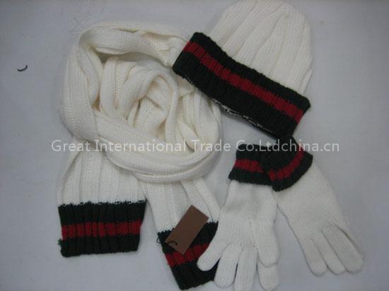 3 pieces combination- warm hat, scarf and gloves
