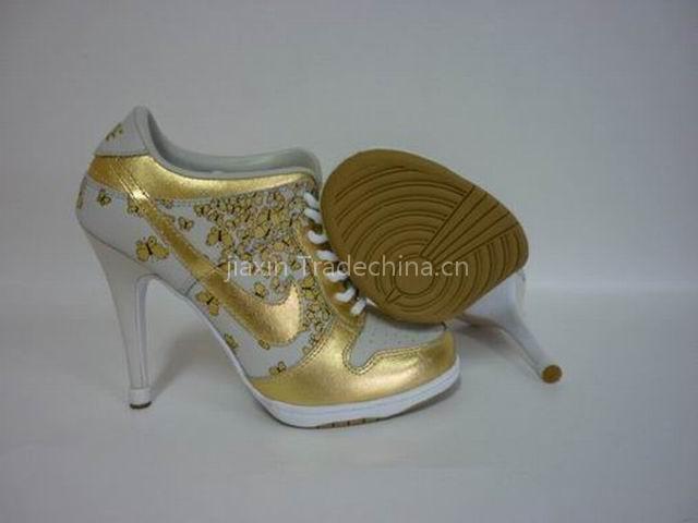 Nike Dunks Heels Golden white Shoes