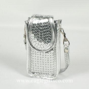 Silver Sequined Cellphone Pouch