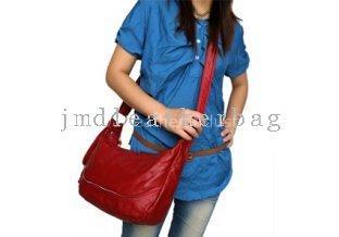 NEW REAL LEATHER RED SHOULDER MESSENGER BAG