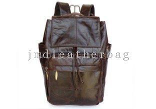 Vintage Shiny Leather Chocolate Handbag Backpack Bag