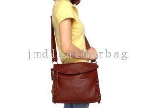 Brown Leather Adjustable Sling Messenger Bag