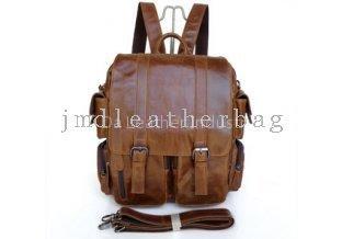 Vintage Leather Style Brown Men Briefcase Backpack Bag