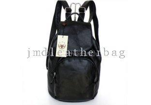 Black Real Leather Fashion Handbag Backpack Bag