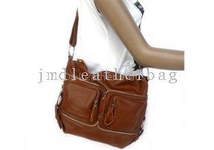 100% REAL LEATHER FASHION BROWN SHOULDER MESSENGER BAG