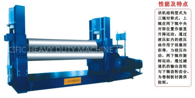 W11 series hydraulic three rollers symmetrical rolling machine