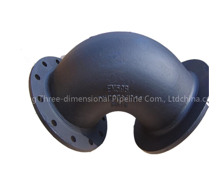 Ductile cast iron flange bend pipe fitting