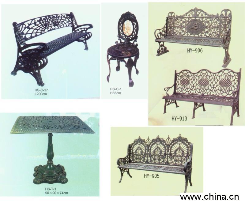cast iron table and bench
