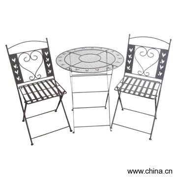 Tea Table & Iron Chair Set