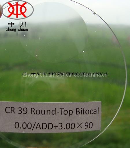 index 1.56 and index 1.499 round-top bifocal lens