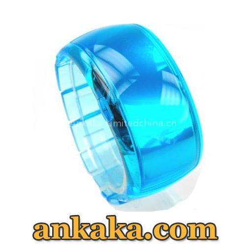 South Korea ODM Stylish LED Dot-Matrix Fashion Watch with Weekday Display - Blue