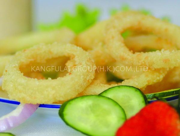 Frozen garlic flavor natural onion rings